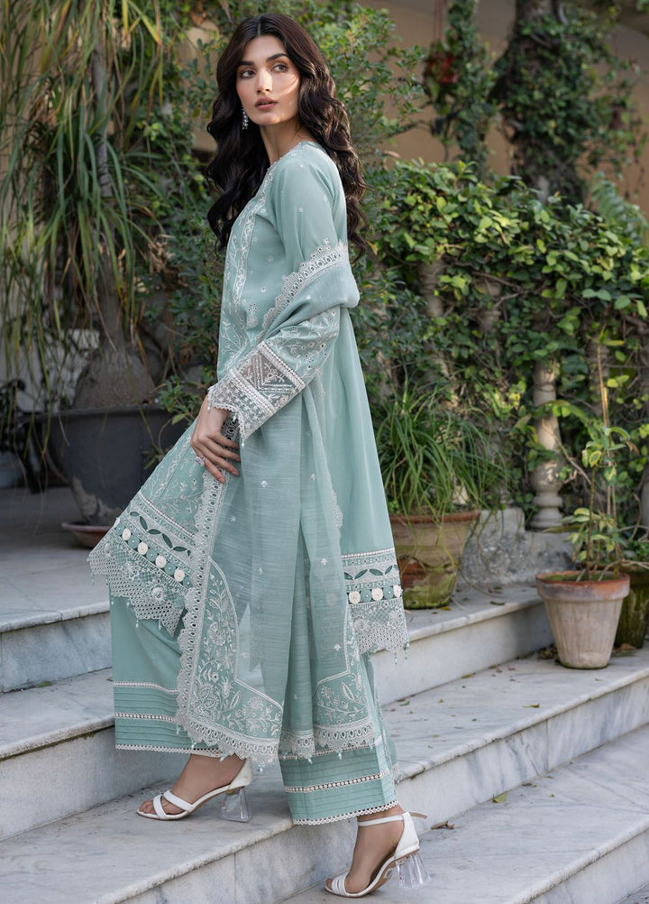 Bahaar By Farasha Embroidered Lawn Suit Unstitched 3 Piece FSH24B 03 Aqua Pearl - Summer Collection