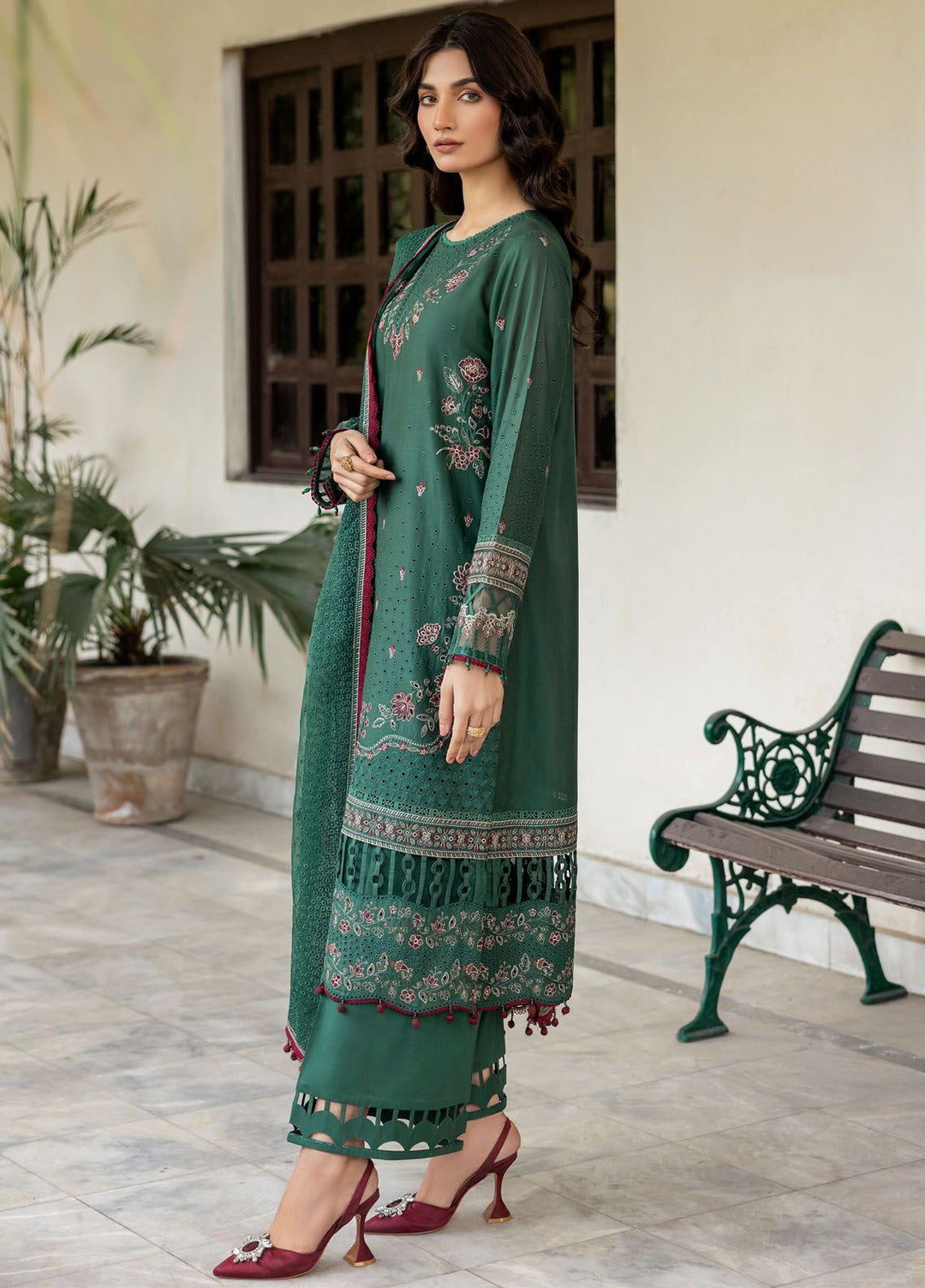 Bahaar By Farasha Embroidered Lawn Suit Unstitched 3 Piece FSH24B 04 Azure Grace - Summer Collection