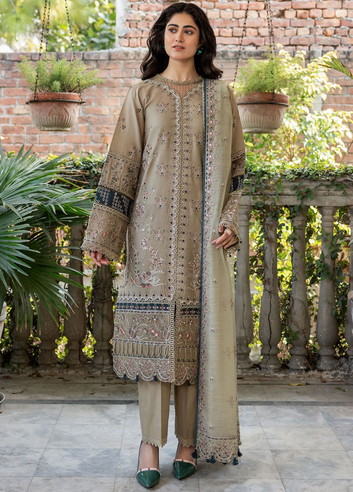 Bahaar By Farasha Embroidered Lawn Suit Unstitched 3 Piece FSH24B 05 Whimsical Sage - Summer Collection