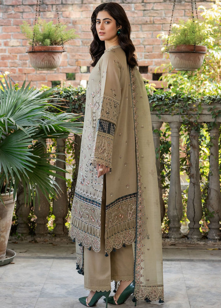 Bahaar By Farasha Embroidered Lawn Suit Unstitched 3 Piece FSH24B 05 Whimsical Sage - Summer Collection