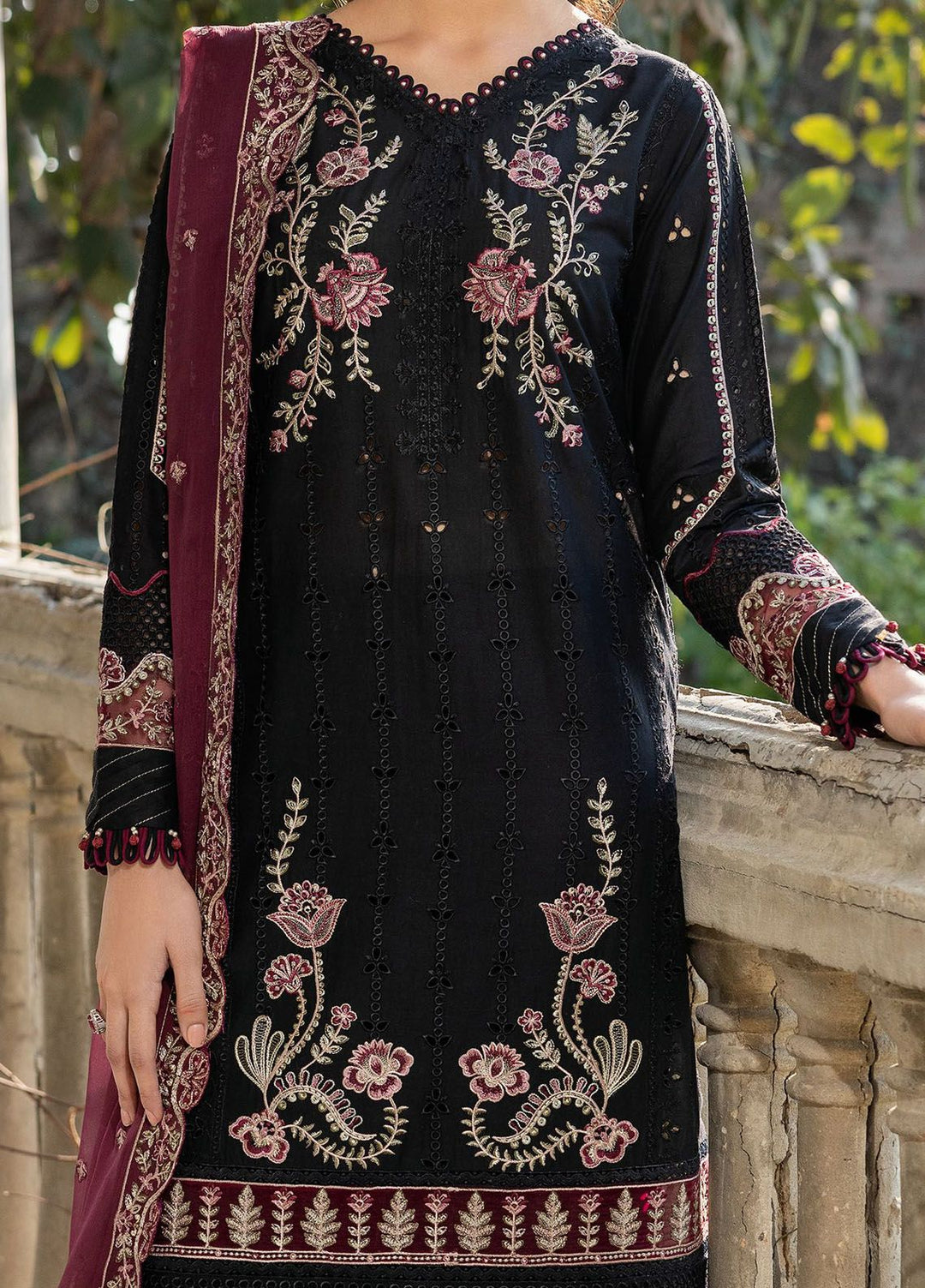 Bahaar By Farasha Embroidered Lawn Suit Unstitched 3 Piece FSH24B 06 Twilight Bloom - Summer Collection