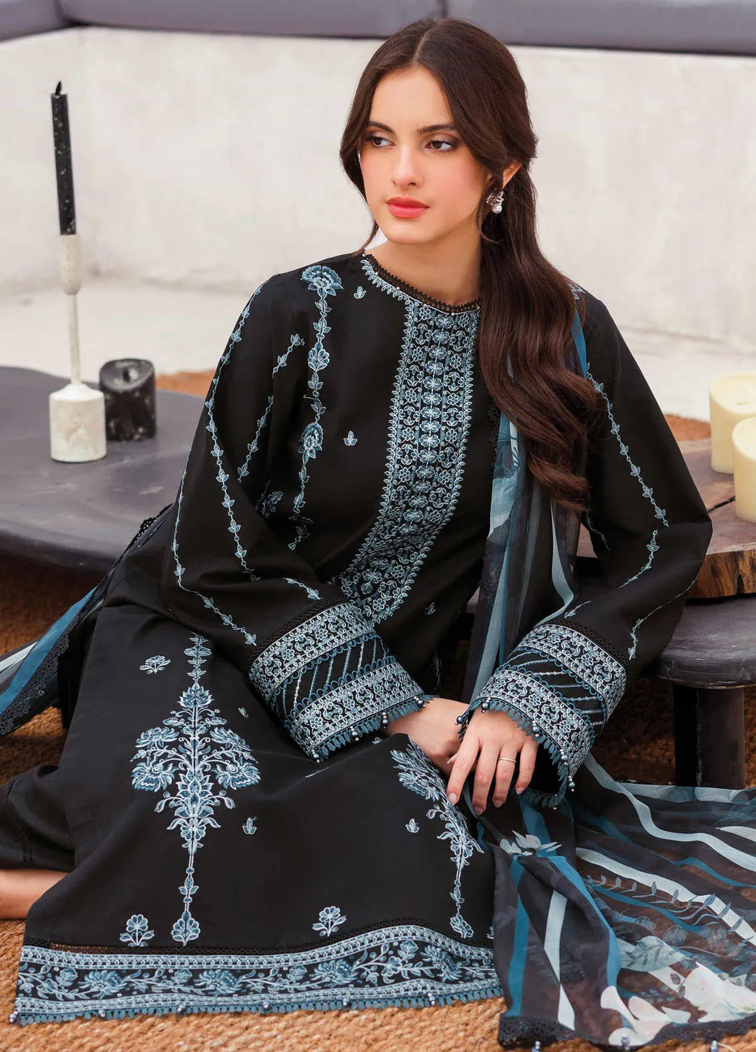 Bahar by Farasha Embroidered Lawn Suits Unstitched 3 Piece FSH25B D-03 Opal Mirage - Summer Collection