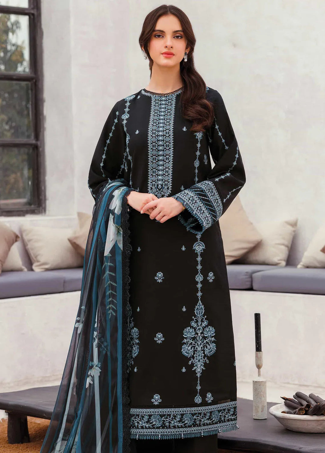 Bahar by Farasha Embroidered Lawn Suits Unstitched 3 Piece FSH25B D-03 Opal Mirage - Summer Collection