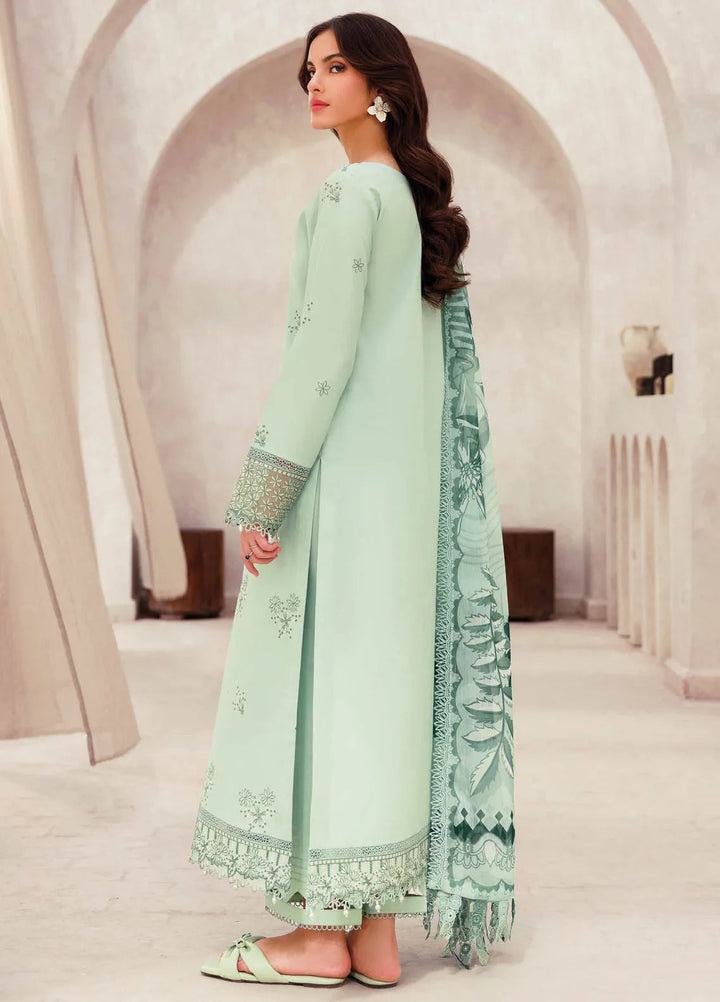 Bahar by Farasha Embroidered Lawn Suits Unstitched 3 Piece FSH25B D-04 Aqua Cascade - Summer Collection