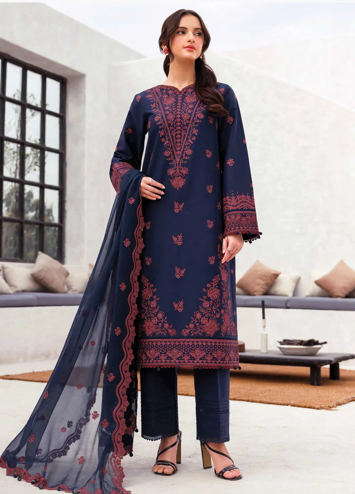 Bahar by Farasha Embroidered Lawn Suits Unstitched 3 Piece FSH25B D-05 Cobalt Charm - Summer Collection