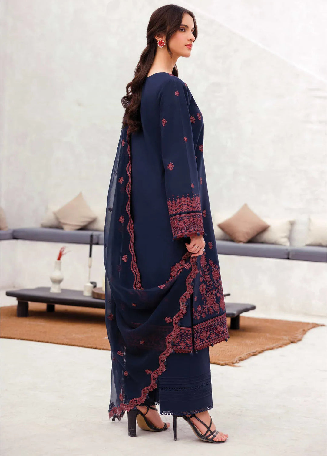 Bahar by Farasha Embroidered Lawn Suits Unstitched 3 Piece FSH25B D-05 Cobalt Charm - Summer Collection