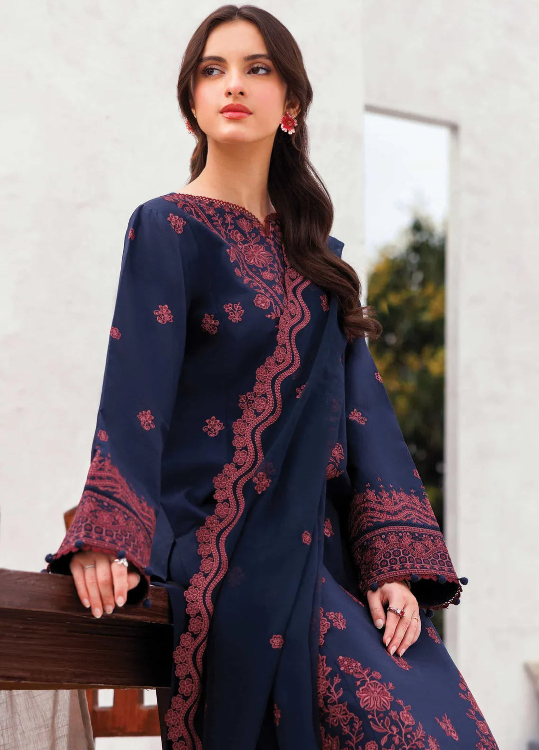 Bahar by Farasha Embroidered Lawn Suits Unstitched 3 Piece FSH25B D-05 Cobalt Charm - Summer Collection