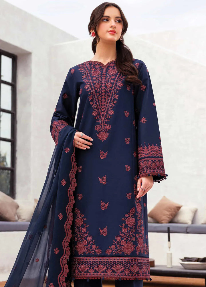 Bahar by Farasha Embroidered Lawn Suits Unstitched 3 Piece FSH25B D-05 Cobalt Charm - Summer Collection