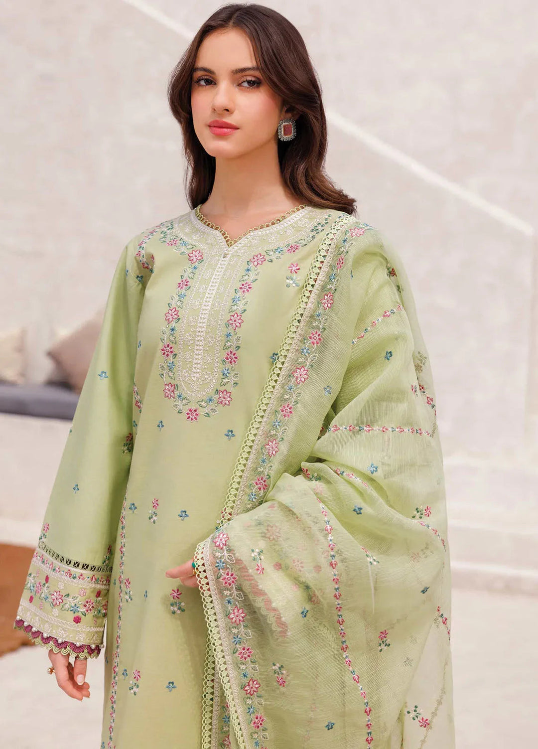 Bahar by Farasha Embroidered Lawn Suits Unstitched 3 Piece FSH25B D-06 Tropical Orchid - Summer Collection