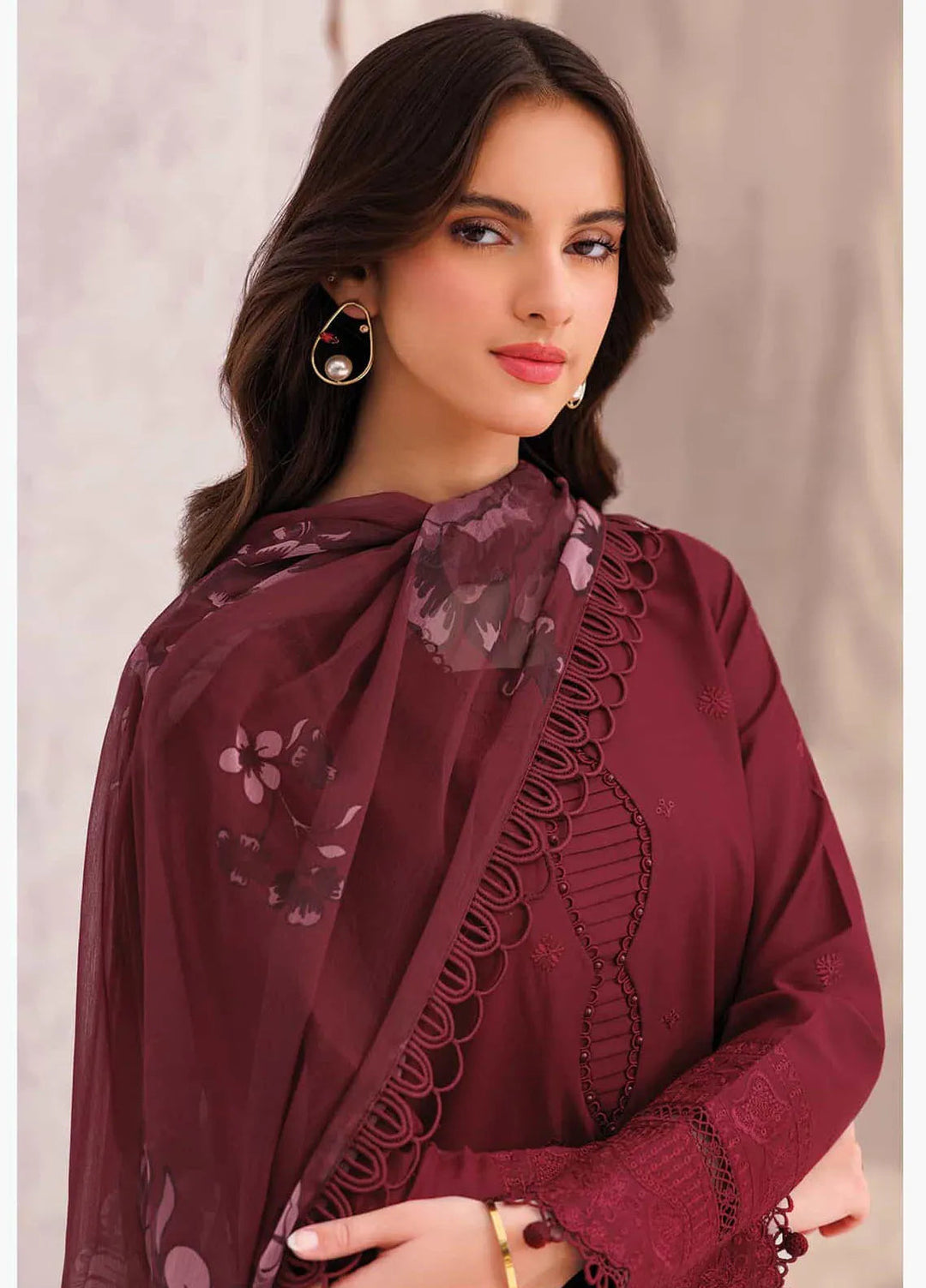 Bahar by Farasha Embroidered Lawn Suits Unstitched 3 Piece FSH25B D-07 Regal Orchid - Summer Collection