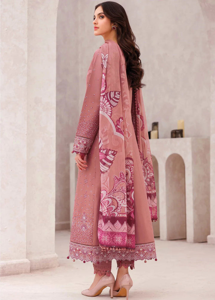 Bahar by Farasha Embroidered Lawn Suits Unstitched 3 Piece FSH25B D-12 Pink Whisper - Summer Collection