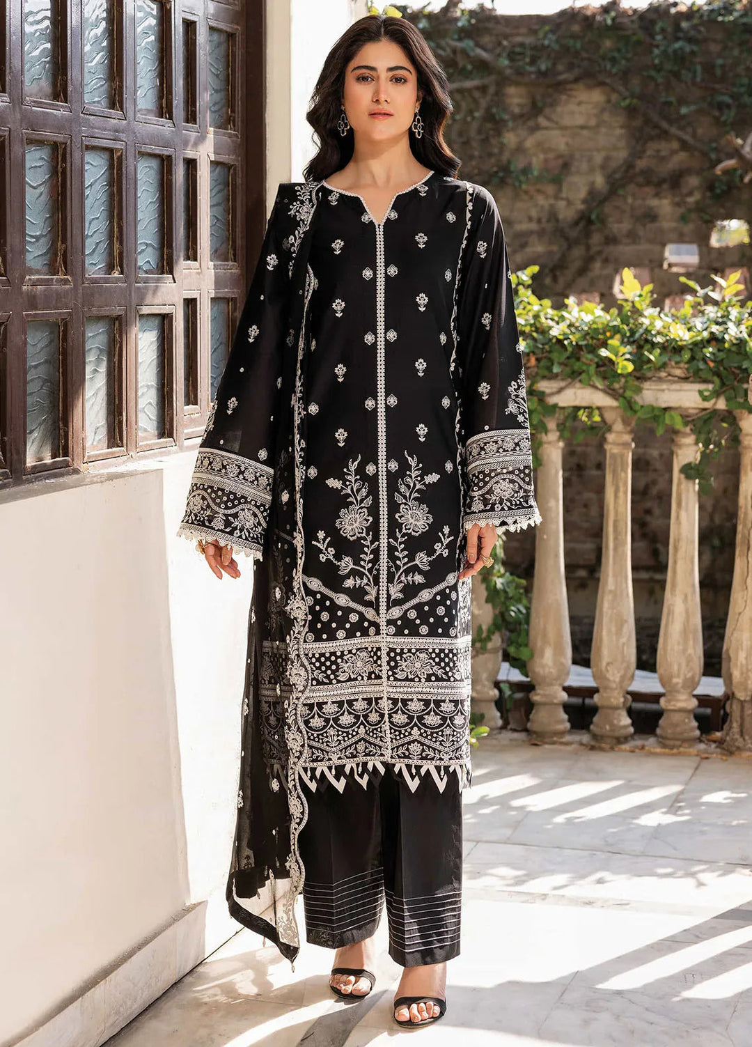 Bahar by Farasha Embroidered Lawn Suits Unstitched 3 Piece FSH25B2 D-01 Midnight Glow - Summer Collection