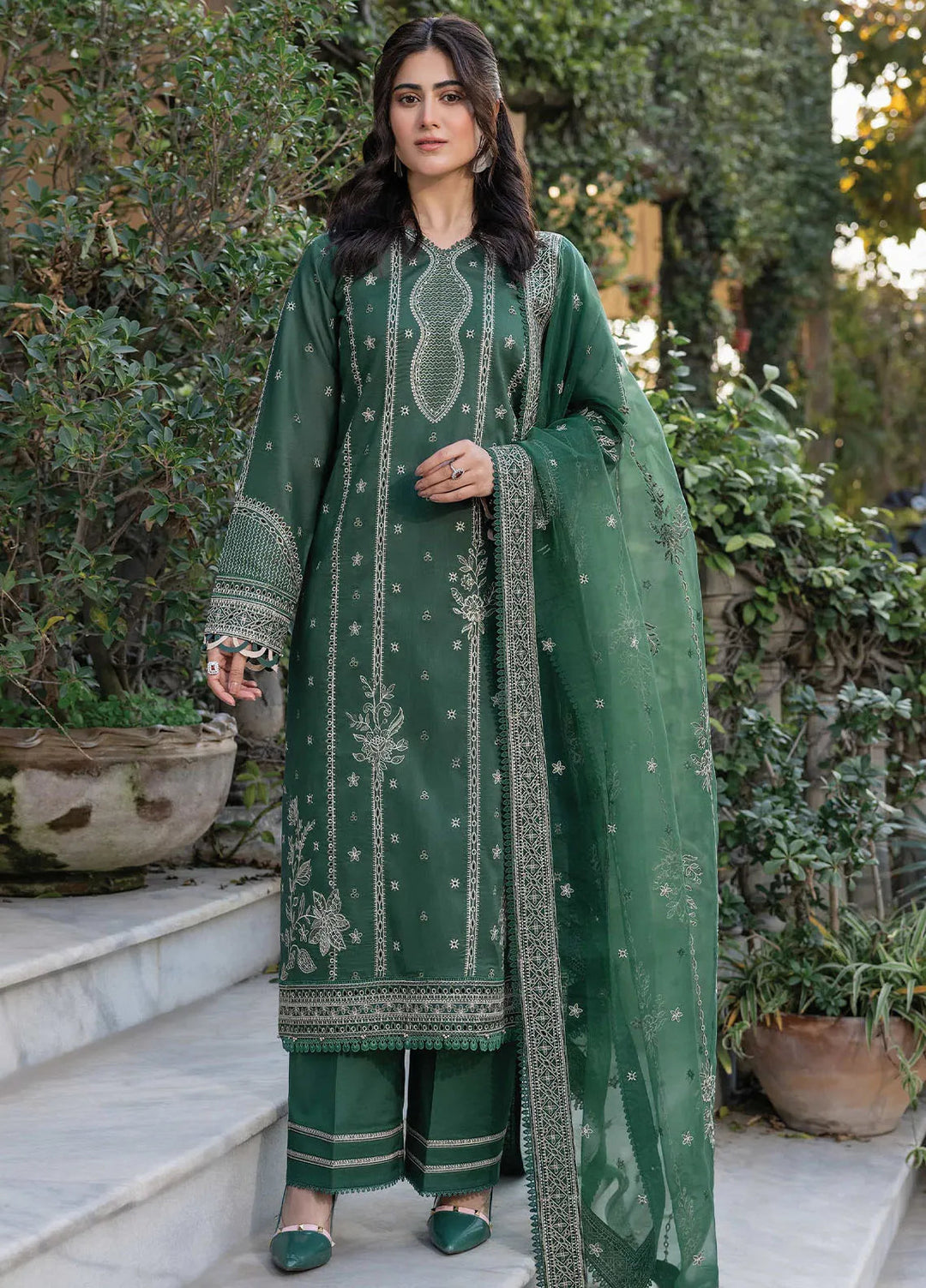 Bahar by Farasha Embroidered Lawn Suits Unstitched 3 Piece FSH25B2 D-02 Emerald Eve - Summer Collection
