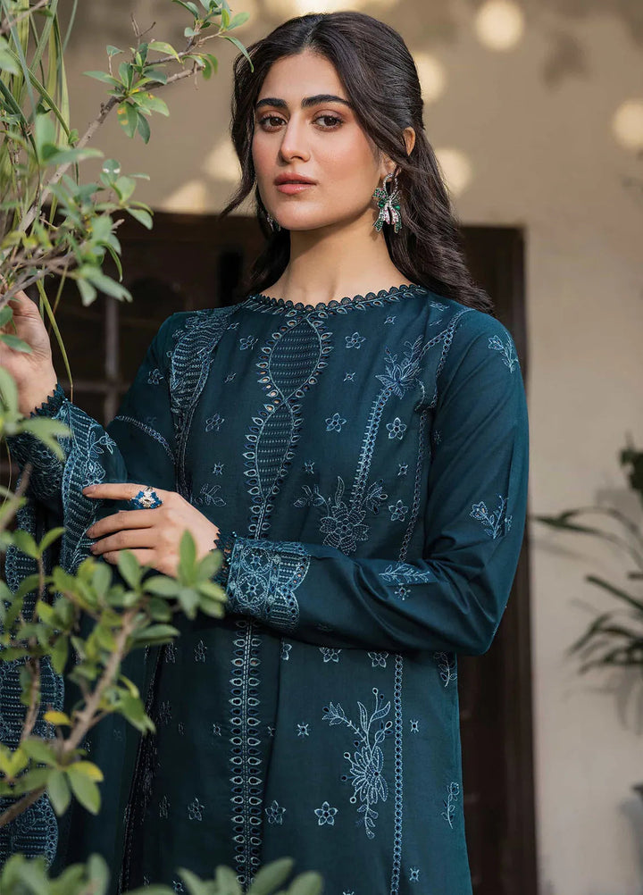 Bahar by Farasha Embroidered Lawn Suits Unstitched 3 Piece FSH25B2 D-06 Teal Serenity - Summer Collection