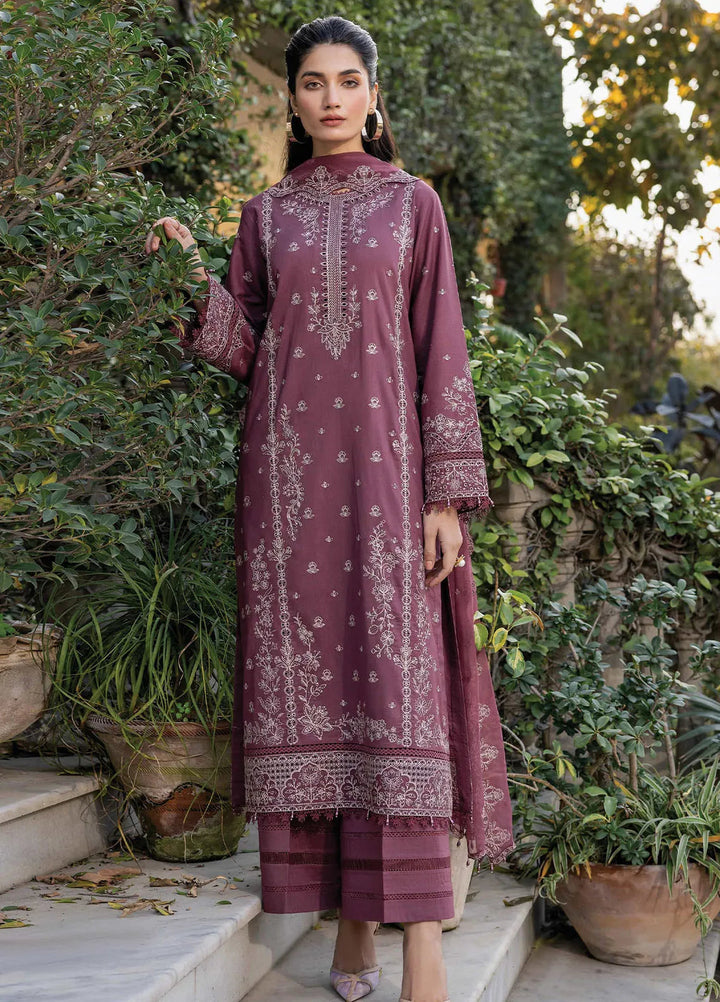 Bahar by Farasha Embroidered Lawn Suits Unstitched 3 Piece FSH25B2 D-09 Dusty Rose - Summer Collection
