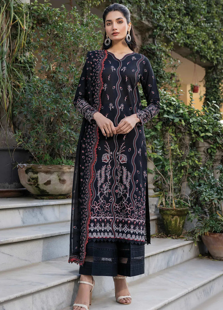 Bahar by Farasha Embroidered Lawn Suits Unstitched 3 Piece FSH25B2 D-10 Black Rose - Summer Collection