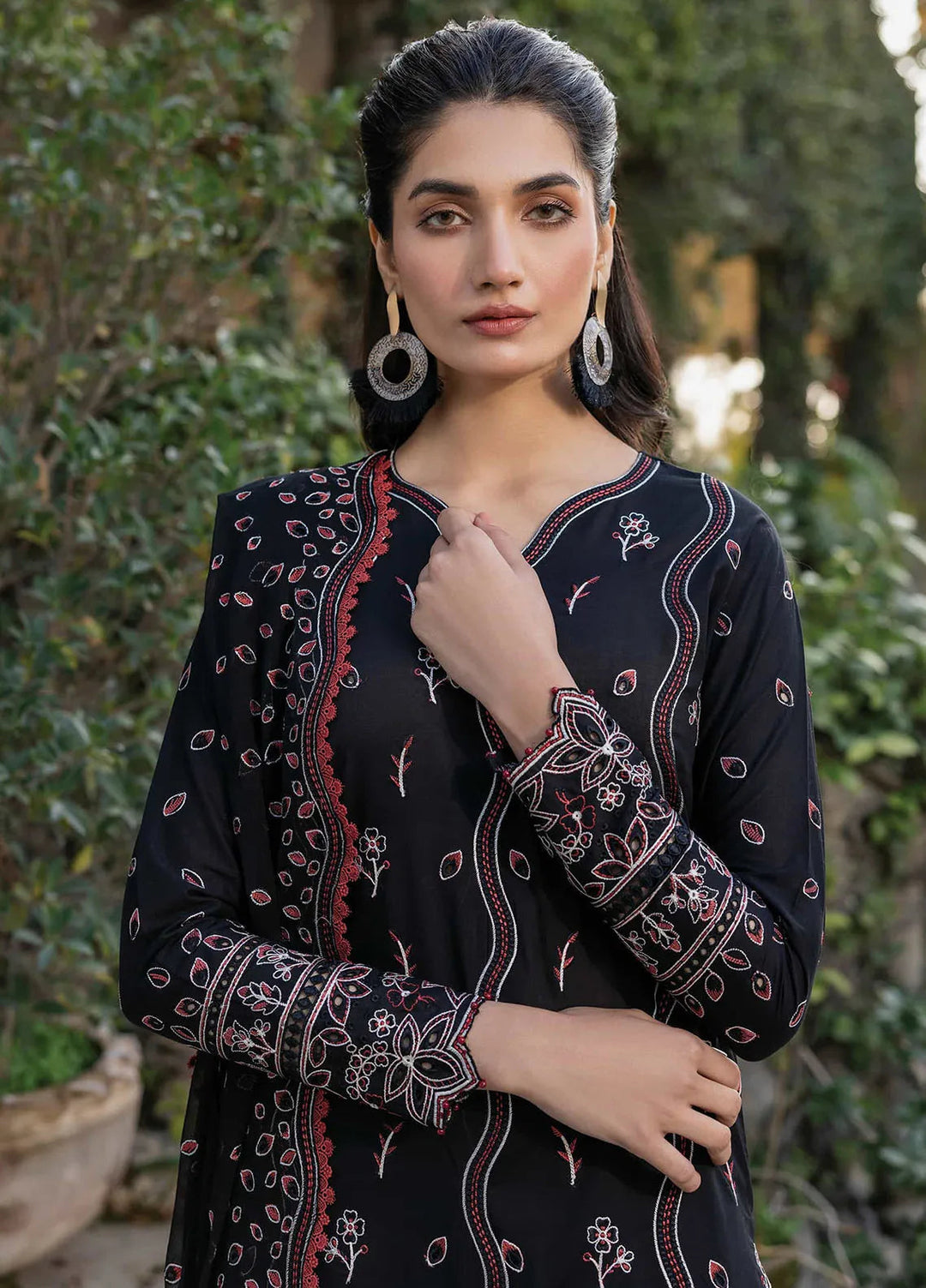 Bahar by Farasha Embroidered Lawn Suits Unstitched 3 Piece FSH25B2 D-10 Black Rose - Summer Collection