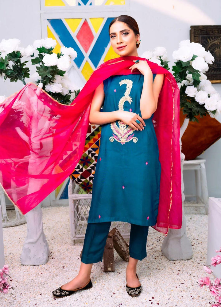 PSK Couture Pret Blended Raw Silk 3 Piece Suit BLUE NILE