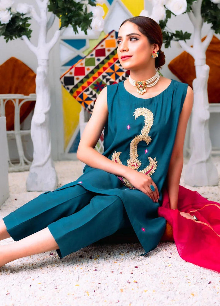 PSK Couture Pret Blended Raw Silk 3 Piece Suit BLUE NILE