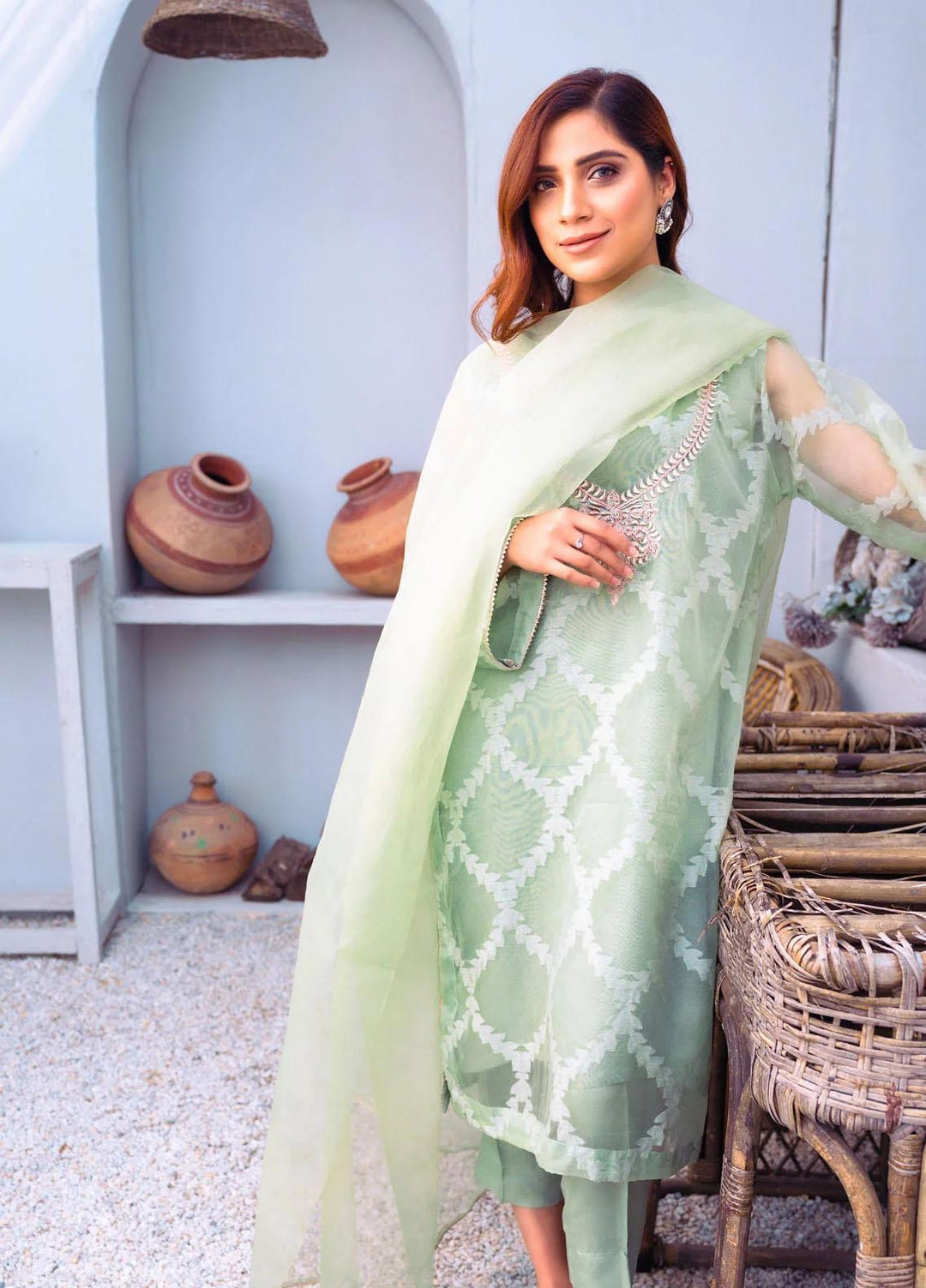 PSK Couture Pret Embroidered Tissue 4 Piece Suit DAY LILLY