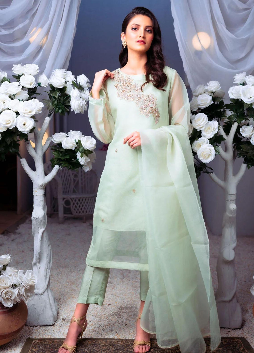 PSK Couture Pret Embroidered Tissue 4 Piece Suit DEW DROP