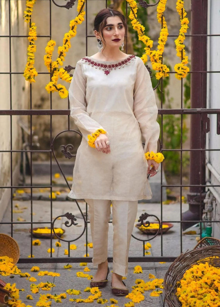 PSK Couture Pret Embroidered Cotton Net 4 Piece Suit SUMMER GLOW