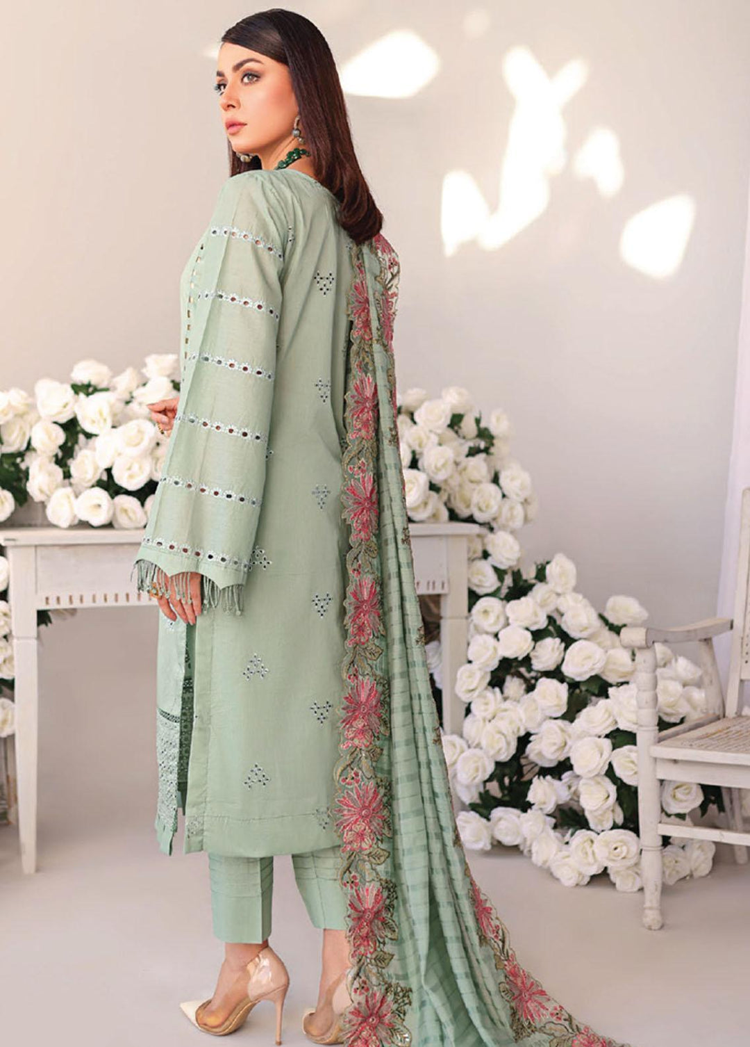 Baharaan By Humdum Embroidered Lawn Suits Unstitched 3 Piece HD23B 01 - Summer Collection