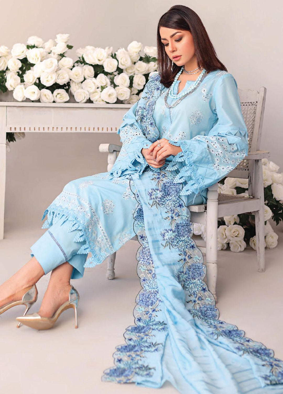 Baharaan By Humdum Embroidered Lawn Suits Unstitched 3 Piece HD23B 02 - Summer Collection