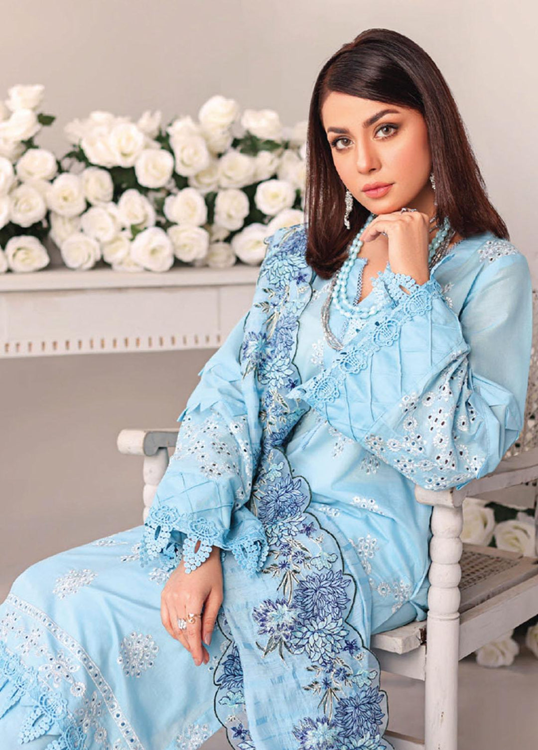 Baharaan By Humdum Embroidered Lawn Suits Unstitched 3 Piece HD23B 02 - Summer Collection