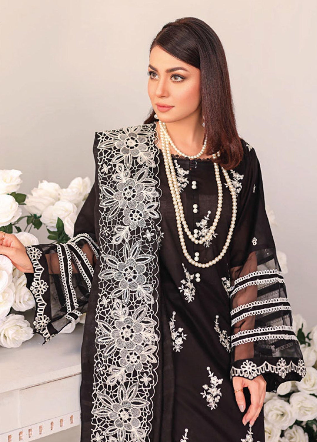 Baharaan By Humdum Embroidered Lawn Suits Unstitched 3 Piece HD23B 03 - Summer Collection