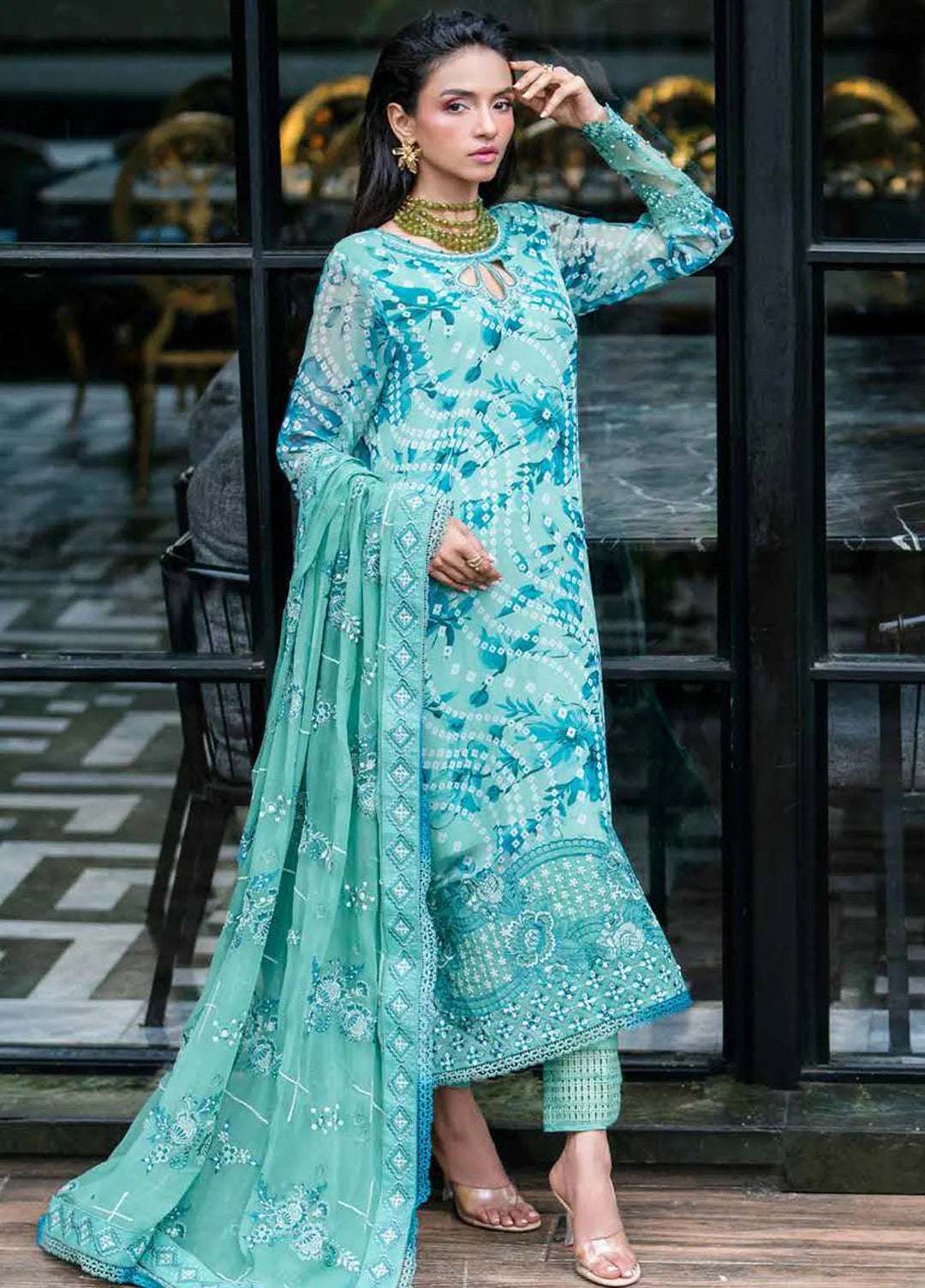 Ballerina By Nureh Embroidered Chiffon Suit Unstitched 3 Piece NU24BW NU2-150 - Winter Collection