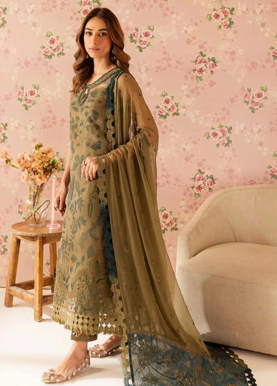 Ballerina by Nureh Embroidered Organza Suit Unstitched 4 Piece NU25B NU2-162 - Formals Collection