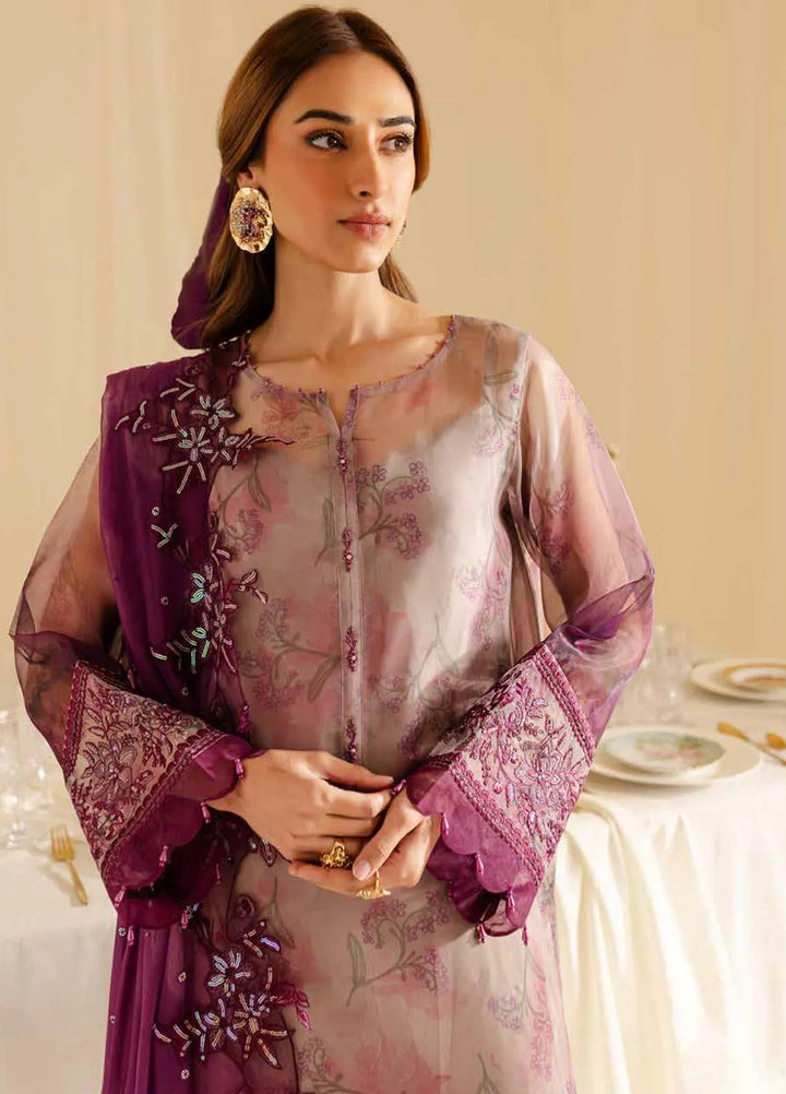 Ballerina by Nureh Embroidered Organza Suit Unstitched 4 Piece NU25B NU2-163 - Formals Collection