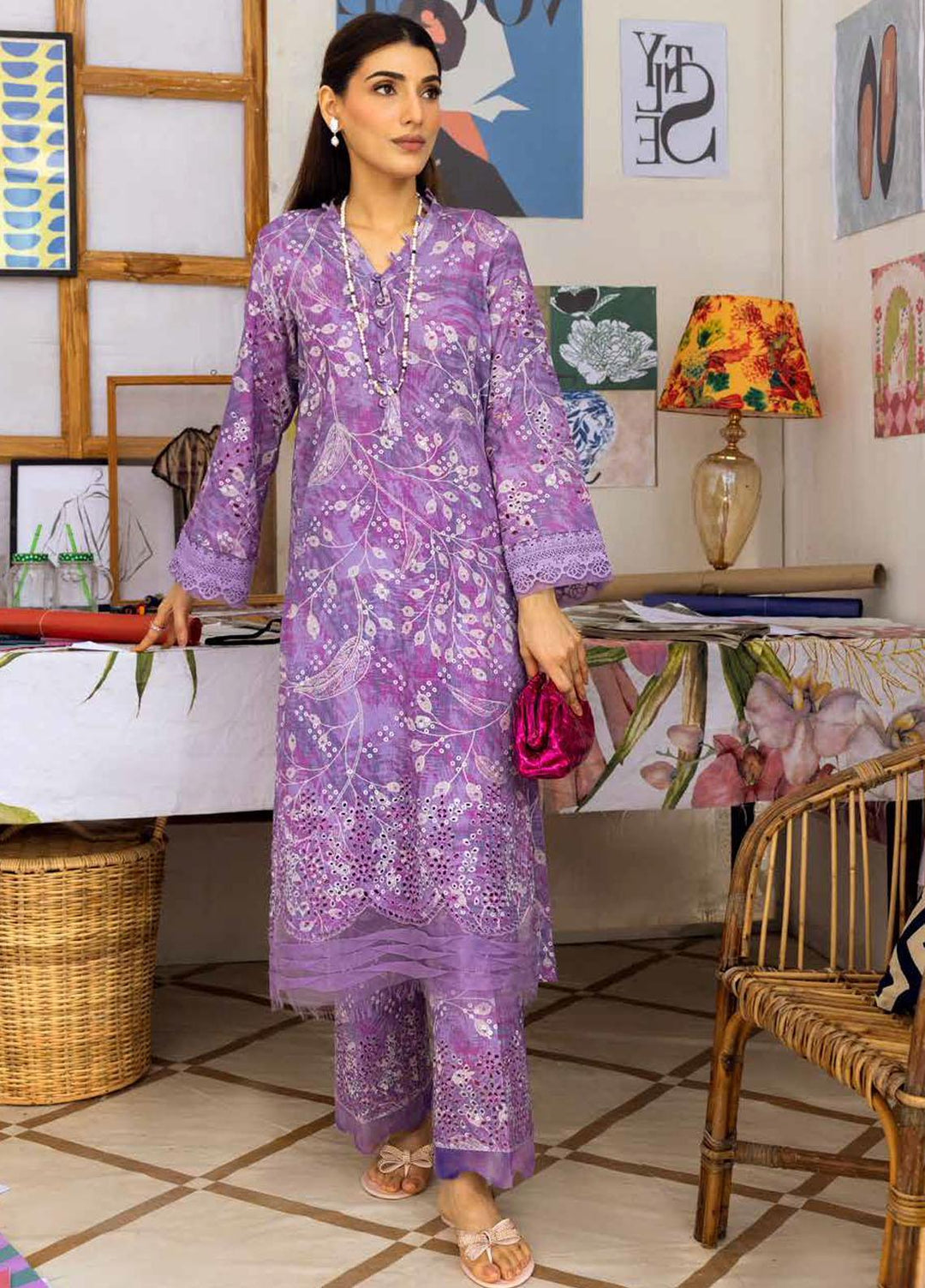 Ballerina By Nureh Embroidered Chikankari Khaddar Suits Unstitched 2 Piece NU23BKC NU2-124 - Winter Collection