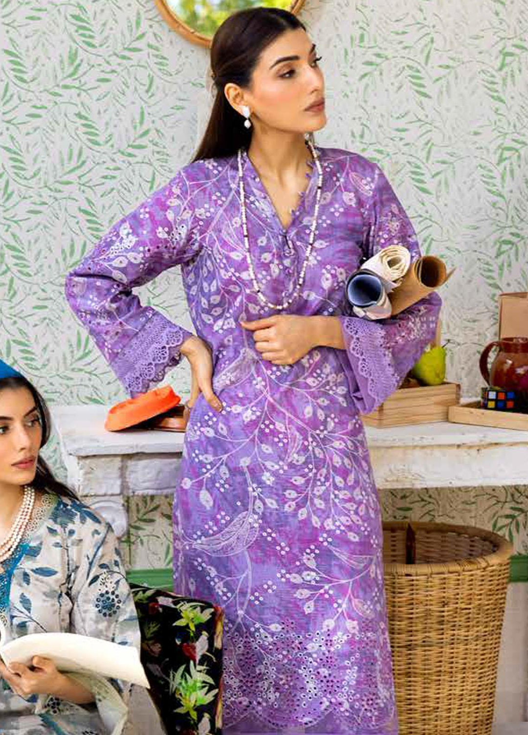 Ballerina By Nureh Embroidered Chikankari Khaddar Suits Unstitched 2 Piece NU23BKC NU2-124 - Winter Collection