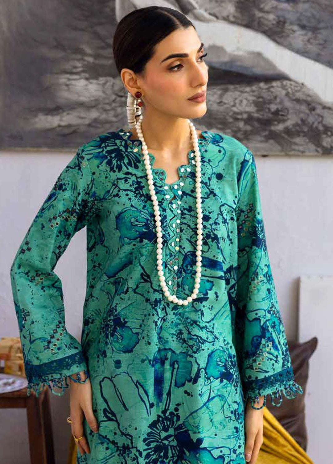 Ballerina By Nureh Embroidered Chikankari Khaddar Suits Unstitched 2 Piece NU23BKC NU2-127 - Winter Collection
