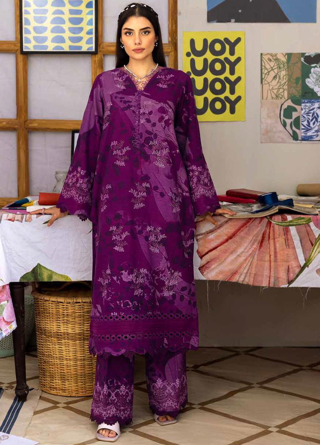 Ballerina By Nureh Embroidered Chikankari Khaddar Suits Unstitched 2 Piece NU23BKC NU2-128 - Winter Collection