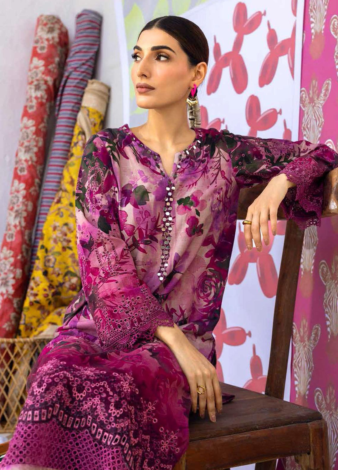 Ballerina By Nureh Embroidered Chikankari Khaddar Suits Unstitched 2 Piece NU23BKC NU2-131 - Winter Collection