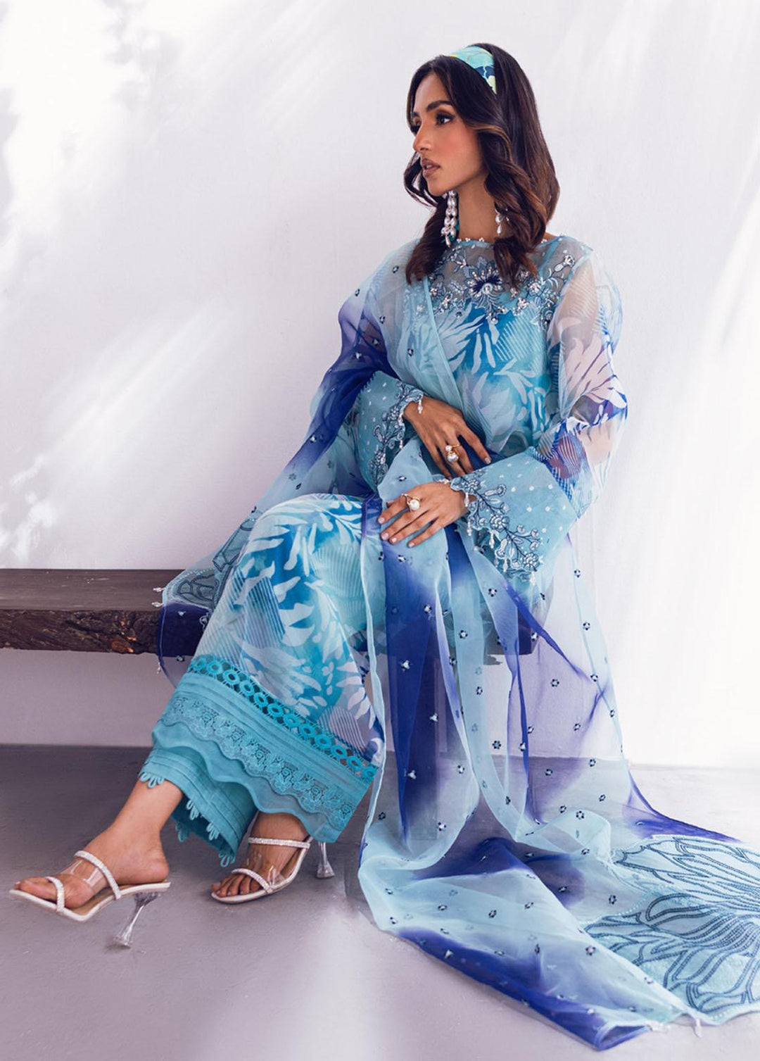 Ballerina By Nureh Embroidered Organza Suits Unstitched 4 Piece NU24BL NU2 132 Cosmos - Festive Collection