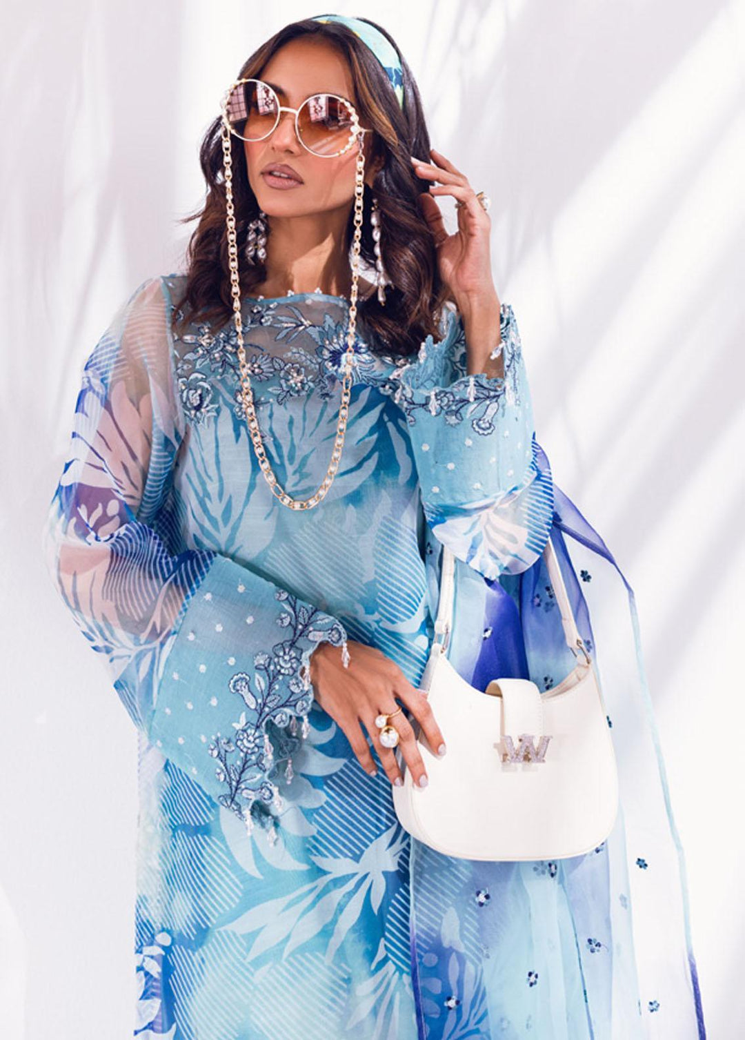 Ballerina By Nureh Embroidered Organza Suits Unstitched 4 Piece NU24BL NU2 132 Cosmos - Festive Collection