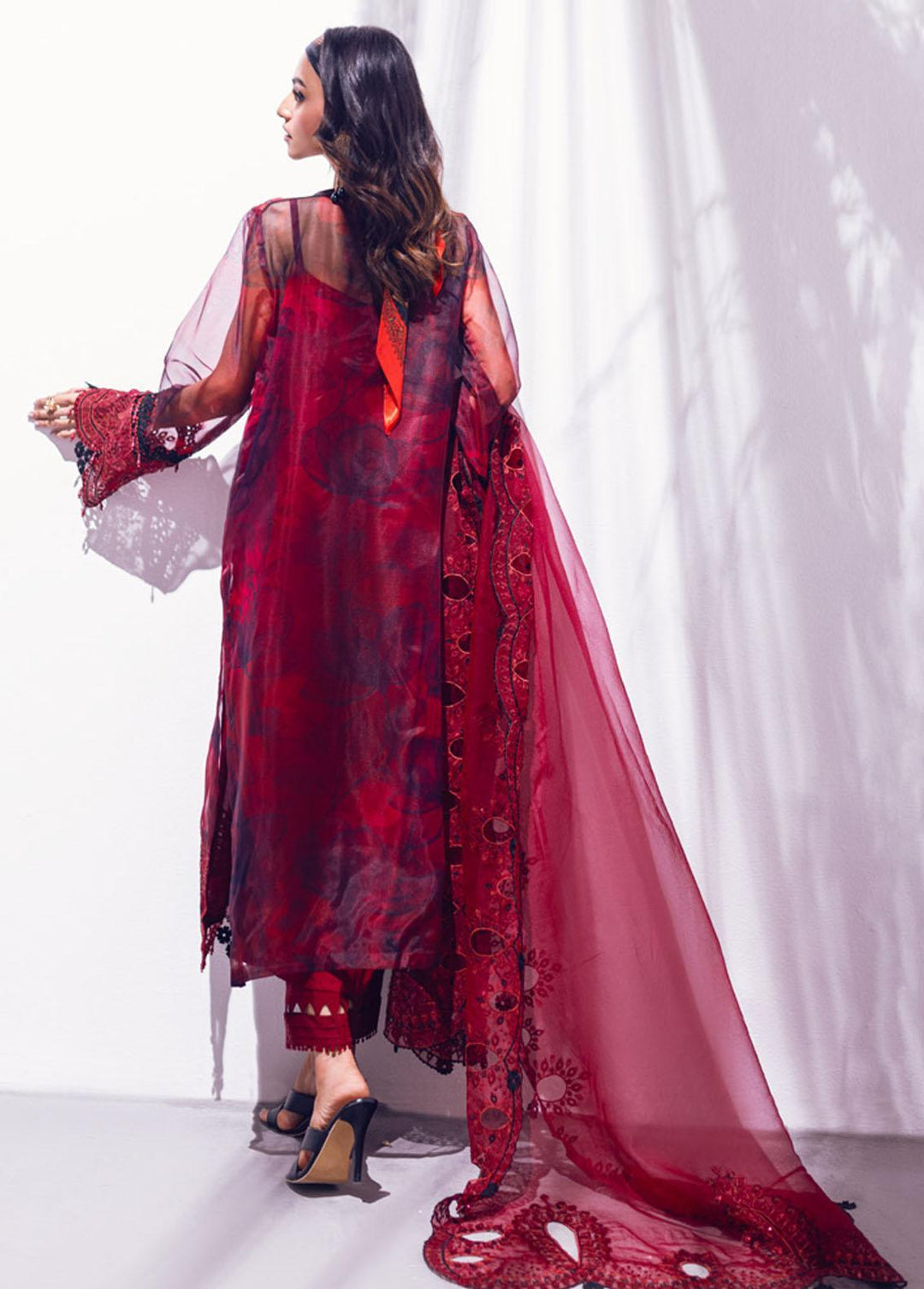 Ballerina By Nureh Embroidered Organza Suits Unstitched 4 Piece NU24BL NU2 133 Tuberose - Festive Collection