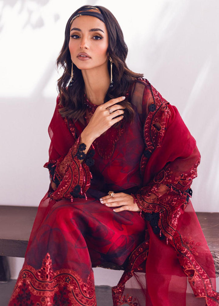 Ballerina By Nureh Embroidered Organza Suits Unstitched 4 Piece NU24BL NU2 133 Tuberose - Festive Collection