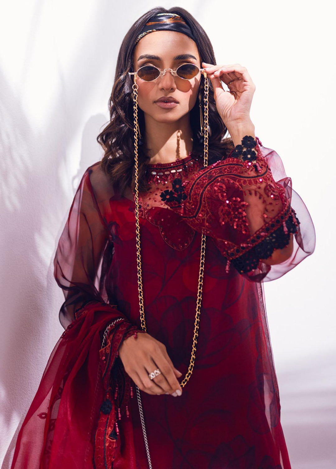 Ballerina By Nureh Embroidered Organza Suits Unstitched 4 Piece NU24BL NU2 133 Tuberose - Festive Collection