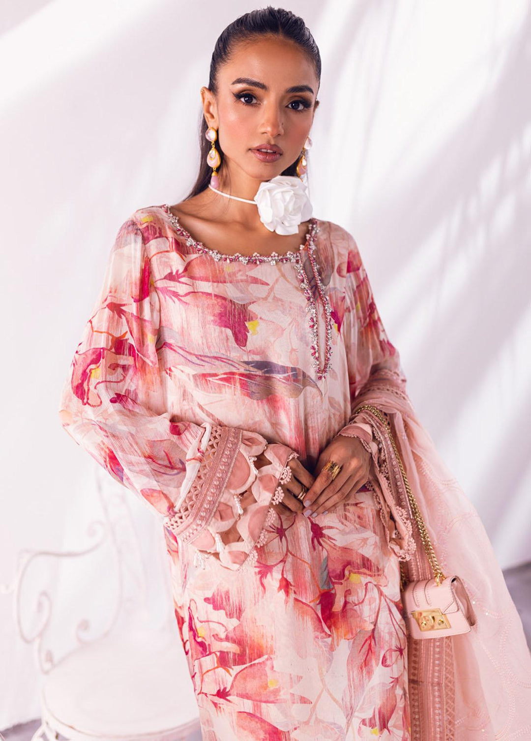 Ballerina By Nureh Embroidered Chiffon Suits Unstitched 4 Piece NU24BL NU2 135 Oak Mist - Festive Collection