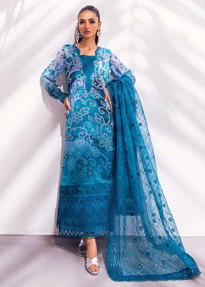 Ballerina By Nureh Embroidered Chiffon Suits Unstitched 4 Piece NU24BL NU2 137 Blue Charm - Festive Collection