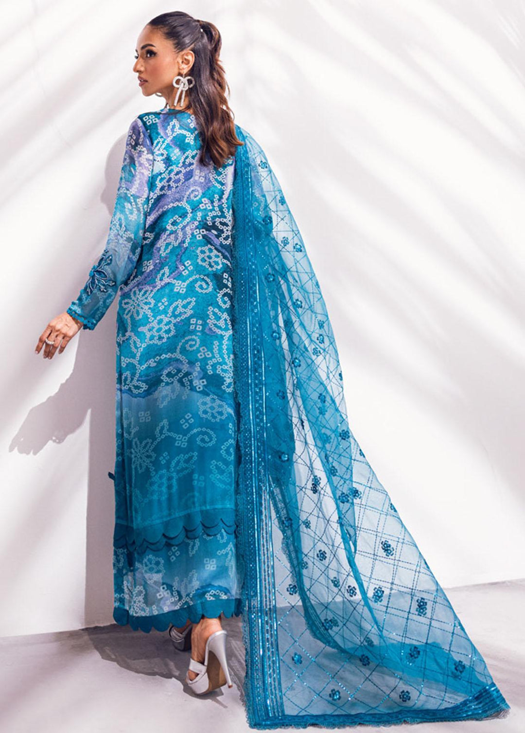 Ballerina By Nureh Embroidered Chiffon Suits Unstitched 4 Piece NU24BL NU2 137 Blue Charm - Festive Collection