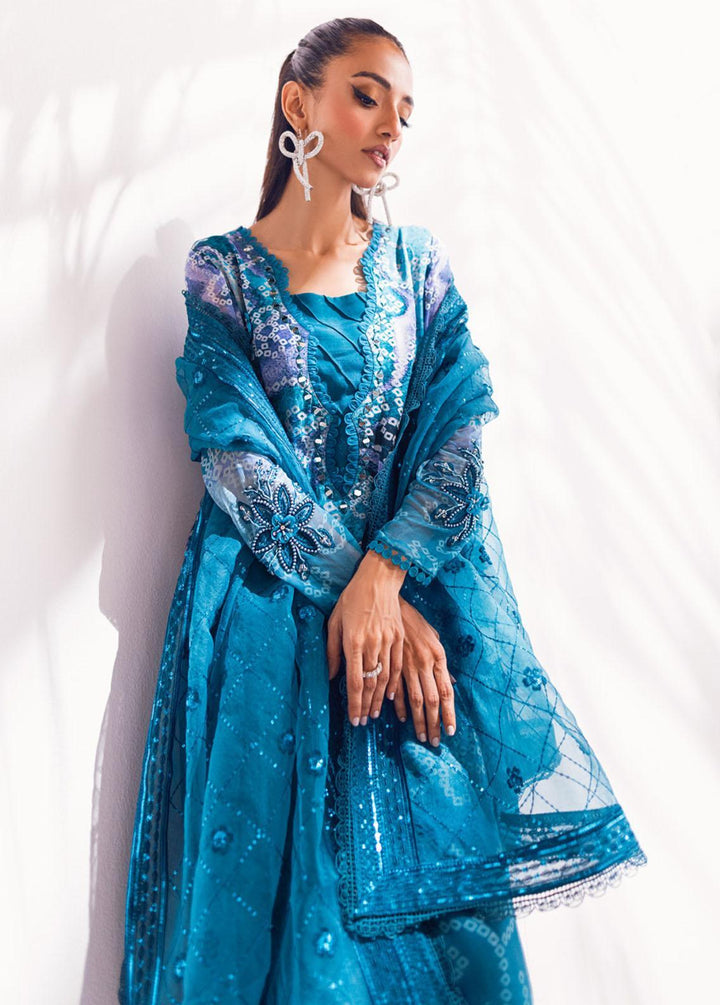 Ballerina By Nureh Embroidered Chiffon Suits Unstitched 4 Piece NU24BL NU2 137 Blue Charm - Festive Collection