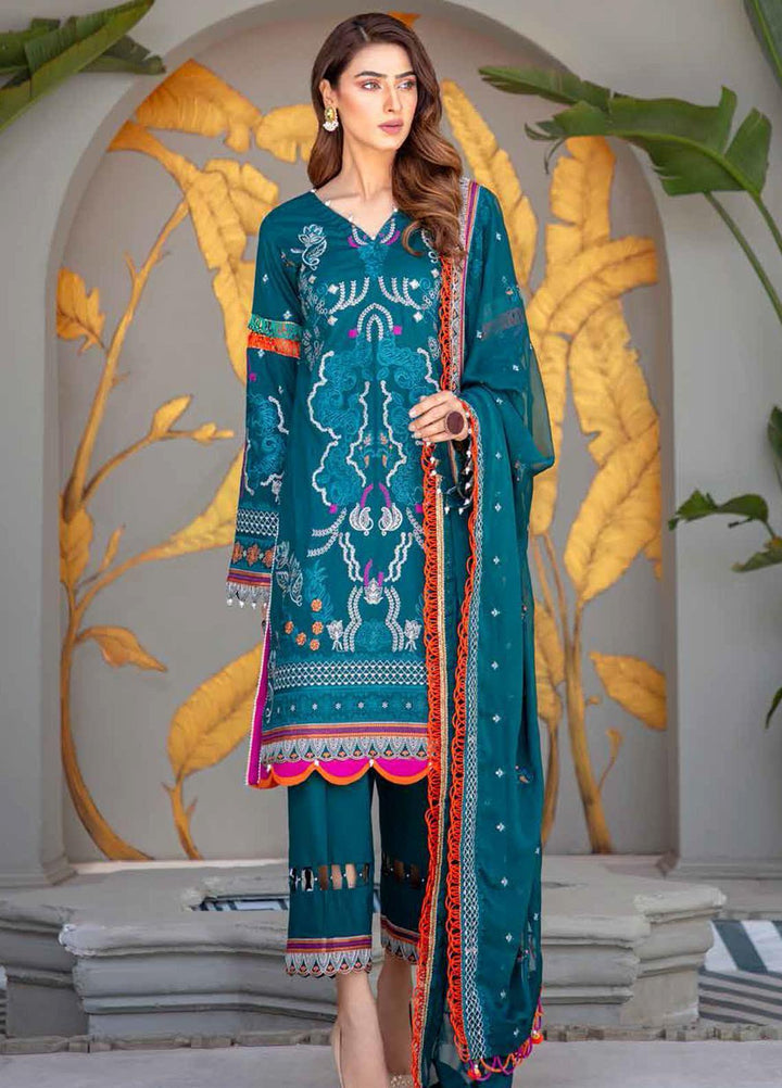 Banafsheh Embroidered Lawn Suits Unstitched 3 Piece BF21LF D-01 - Festive Collection