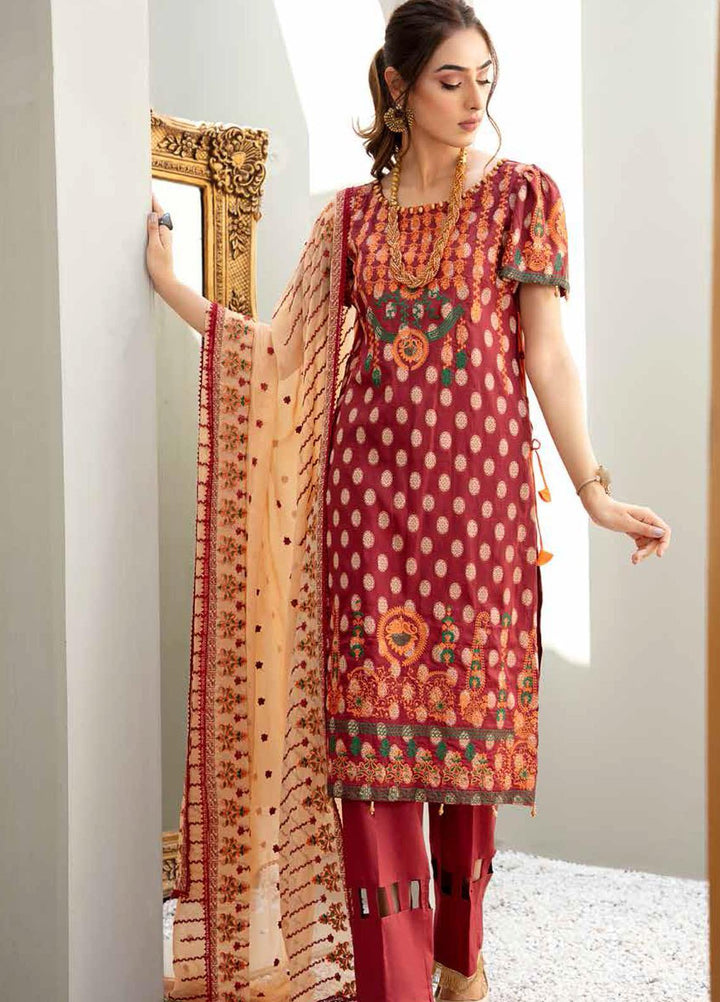 Banafsheh Embroidered Lawn Suits Unstitched 3 Piece BF21LF D-03 - Festive Collection