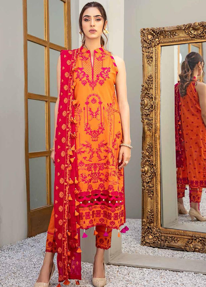 Banafsheh Embroidered Lawn Suits Unstitched 3 Piece BF21LF D-06 - Festive Collection